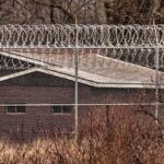 Razor wire fence at a correctional facility