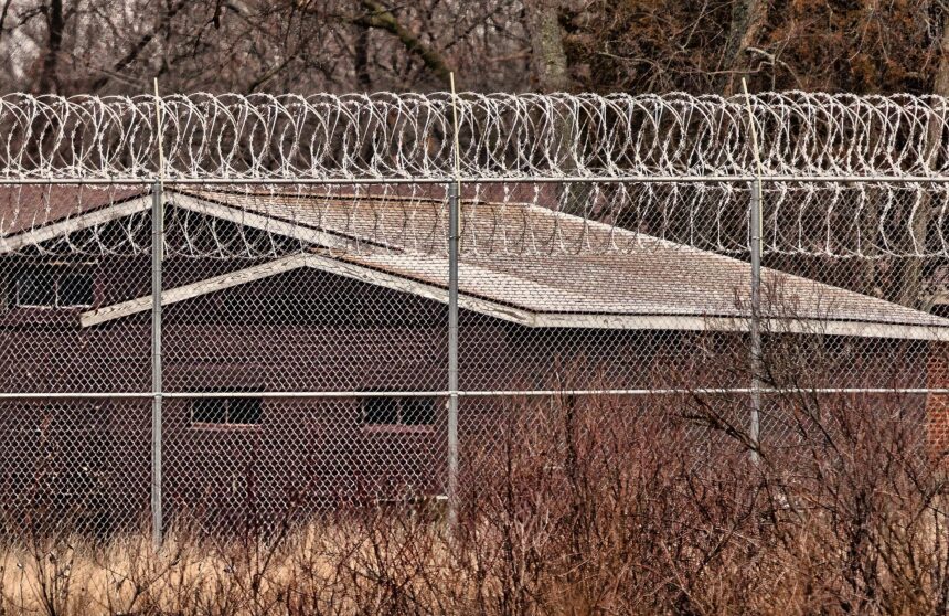 Razor wire fence at a correctional facility