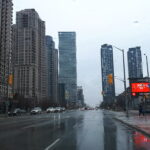 Burnhamthorpe Road in Mississauga City Centre