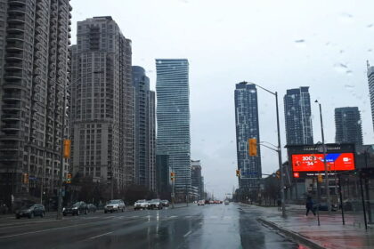 Burnhamthorpe Road in Mississauga City Centre