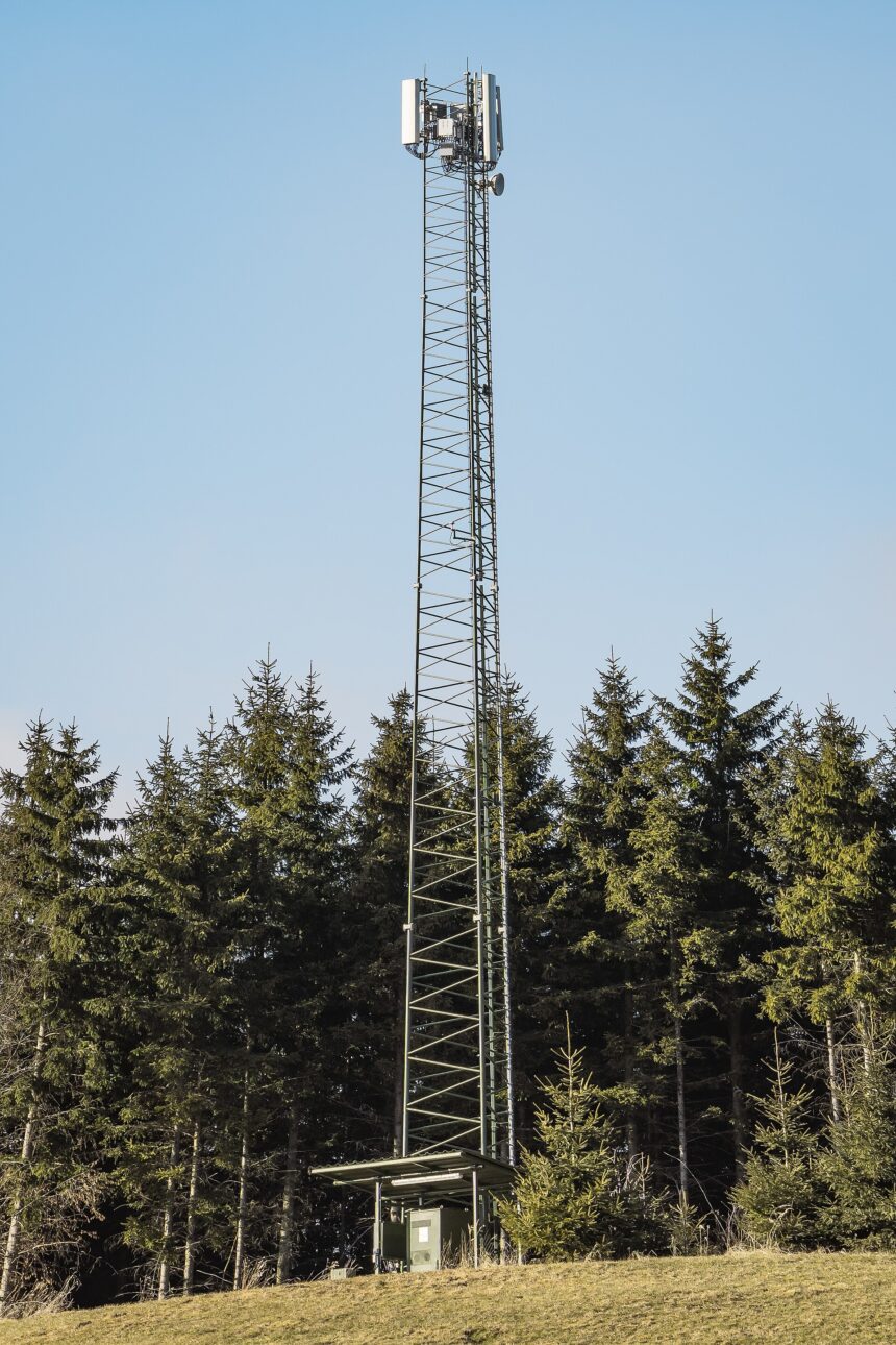 A mobile phone base station tower