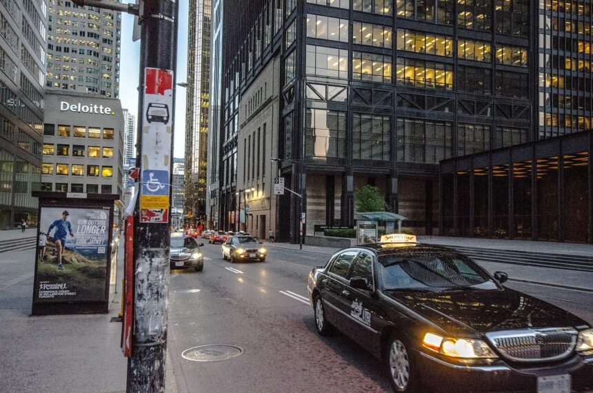 Bank towers along Bay Street in Toronto's financial district