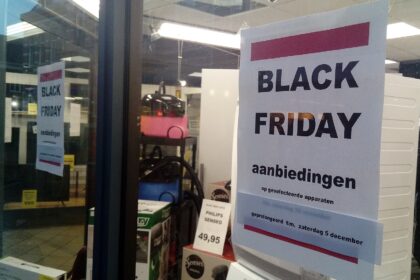 Black Friday sale sign in a store window